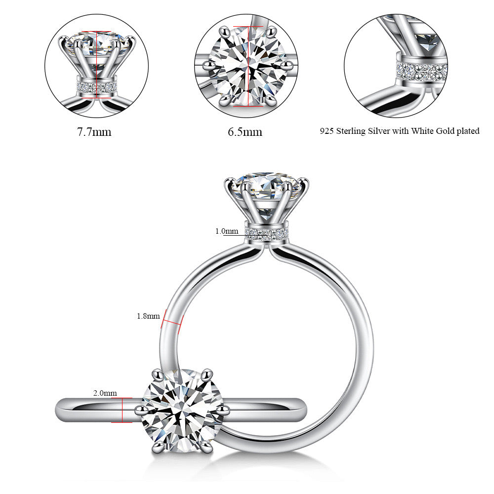 "Poly" 1ct Round Moissanite Ring S925