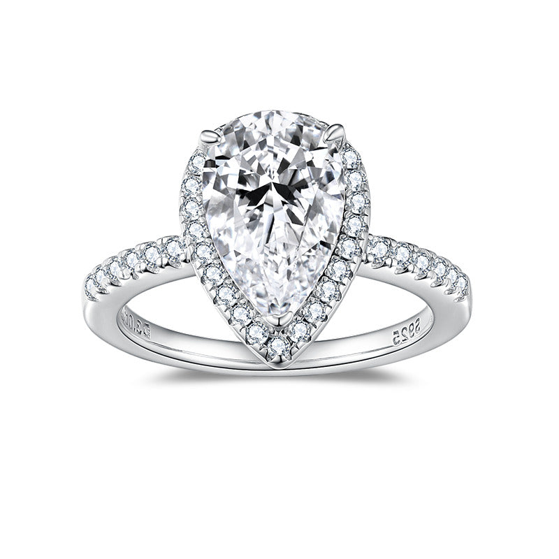 "Claire" 2.5ct Pear Halo Moissanite Ring S925