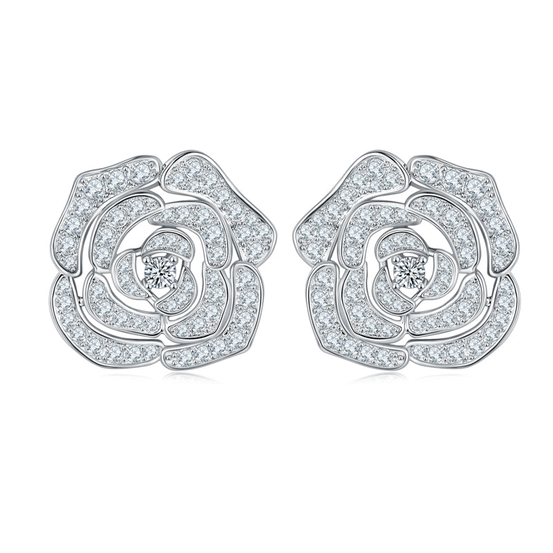 "Rose" Full Moissanite Earrings