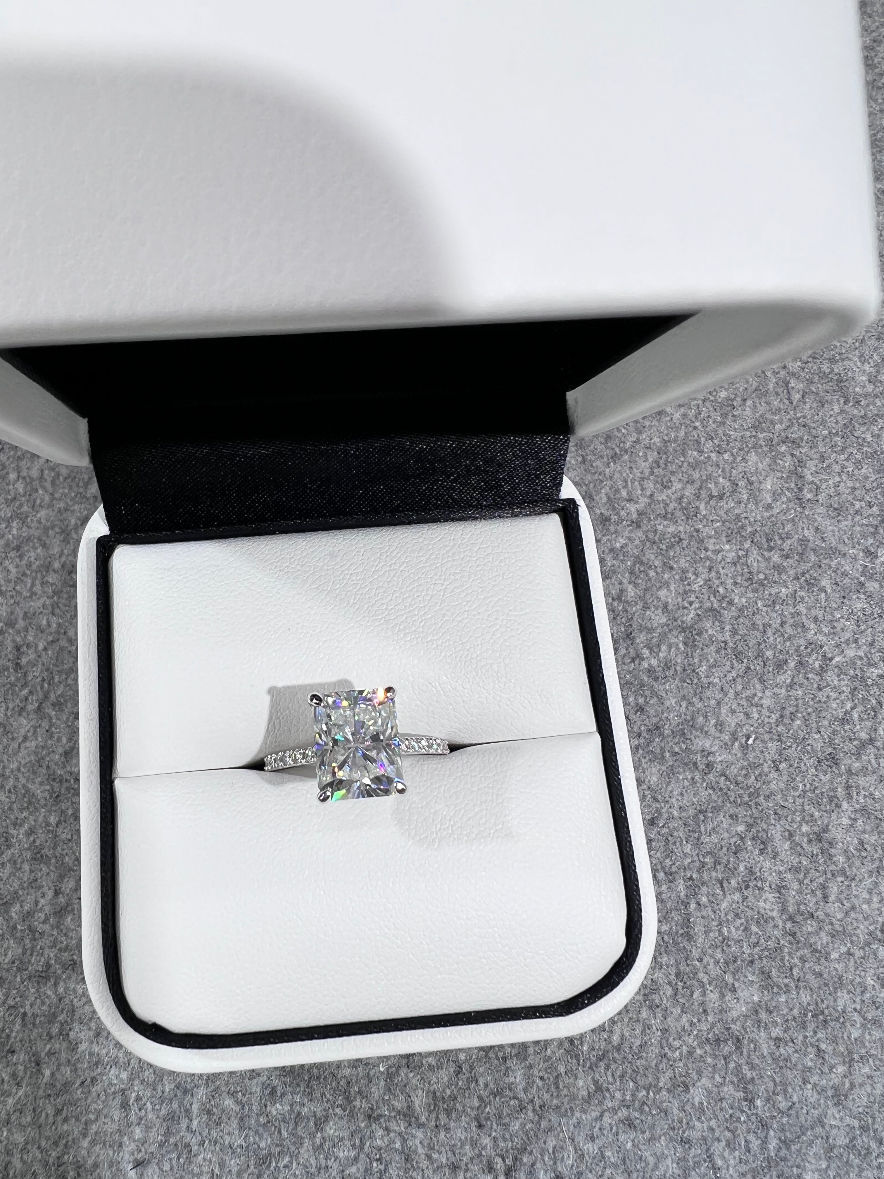 "Luna" 4ct Radiant/Emerald Cut Moissanite Ring