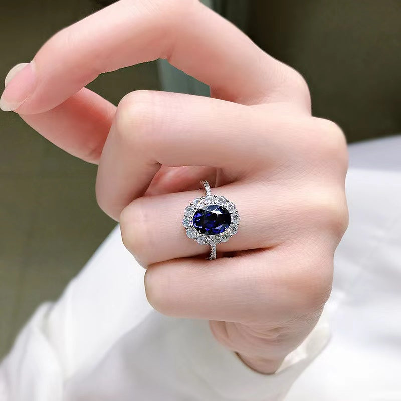 "Ashley" Oval Cut High Carbon Diamond Ring
