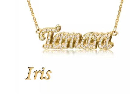 Pre Customize Name Tag in moissanite and gold plated