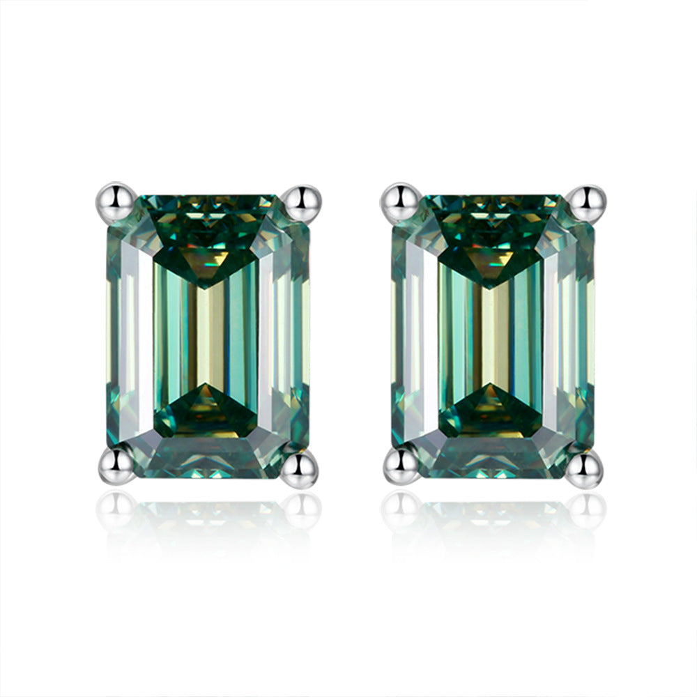 1ct Emerald Cut Moissanite Earring Studs (5 colors)
