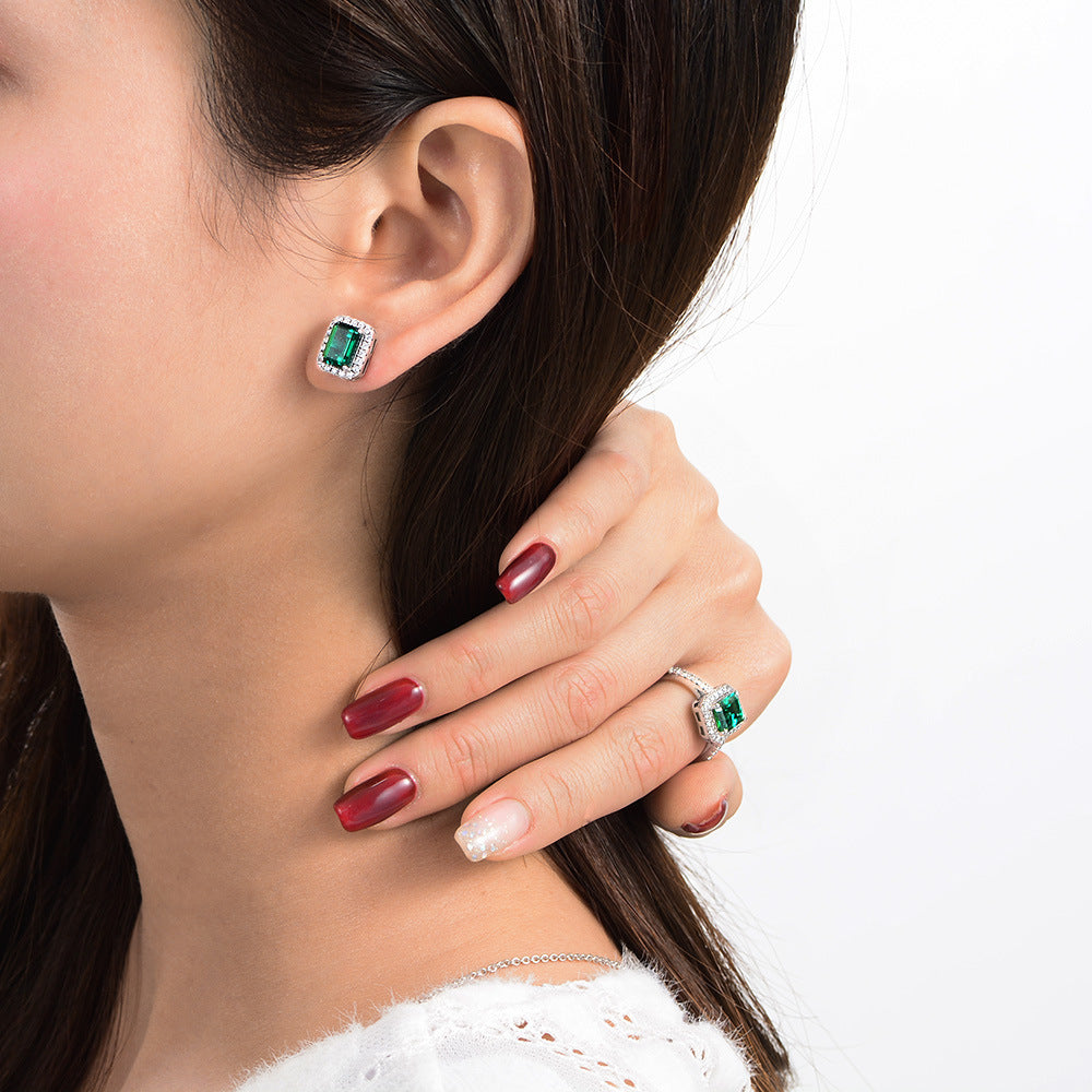 “Jade" 2ct Emerald Cut Lab-Grown Emerald Earrings