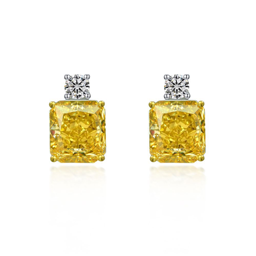 "Sunny" 4ct Radiant Cut High Carbon Earrings