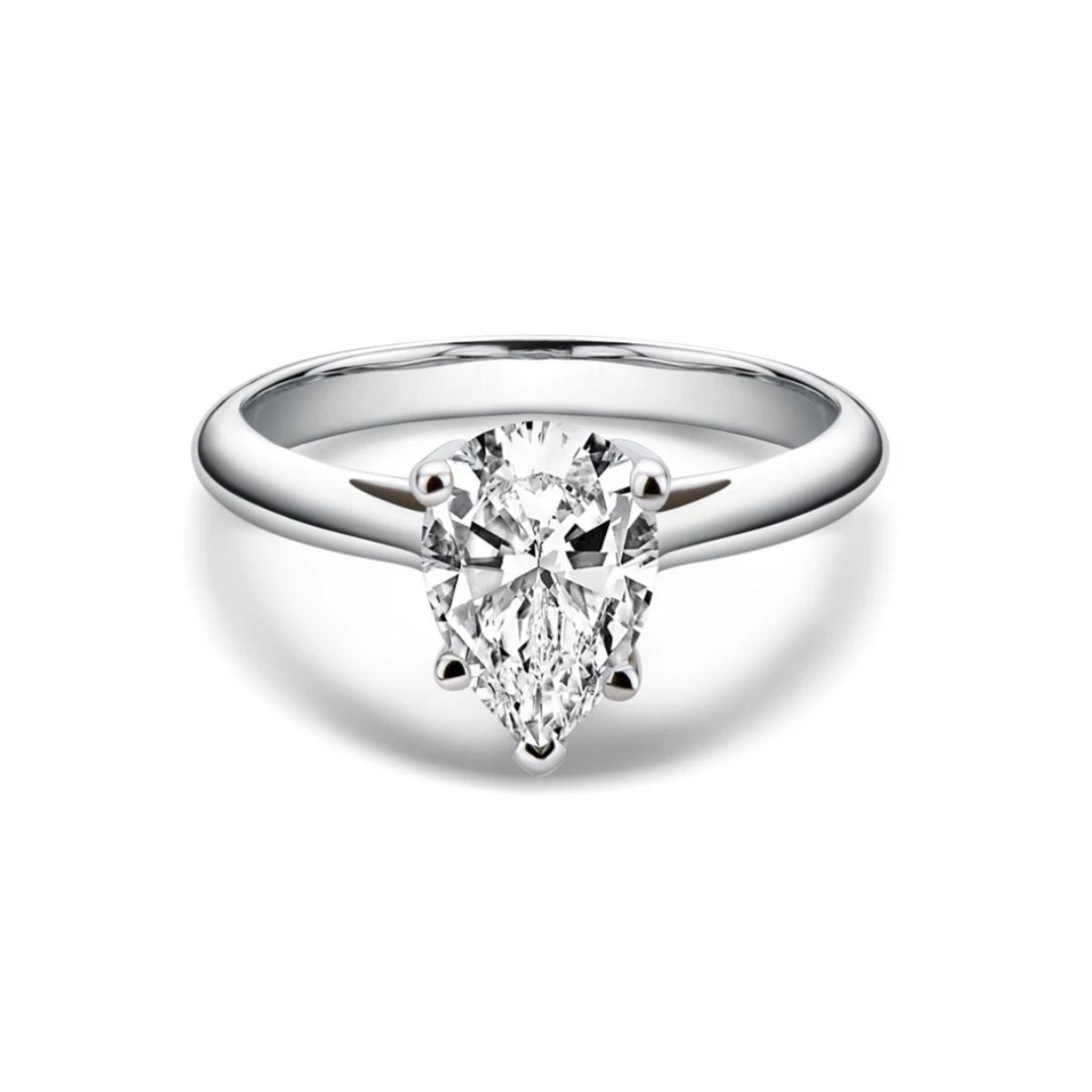 "Raindrop" Solitaire 1.5ct/2ct Pear Cut Moissanite Engagement Ring