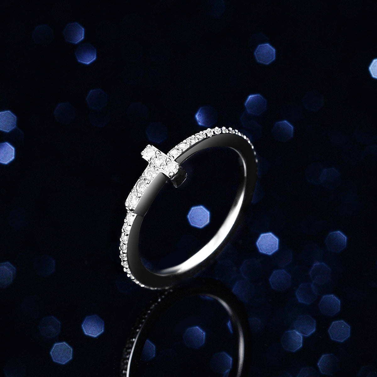 "Cross" Moissanite Ring Band