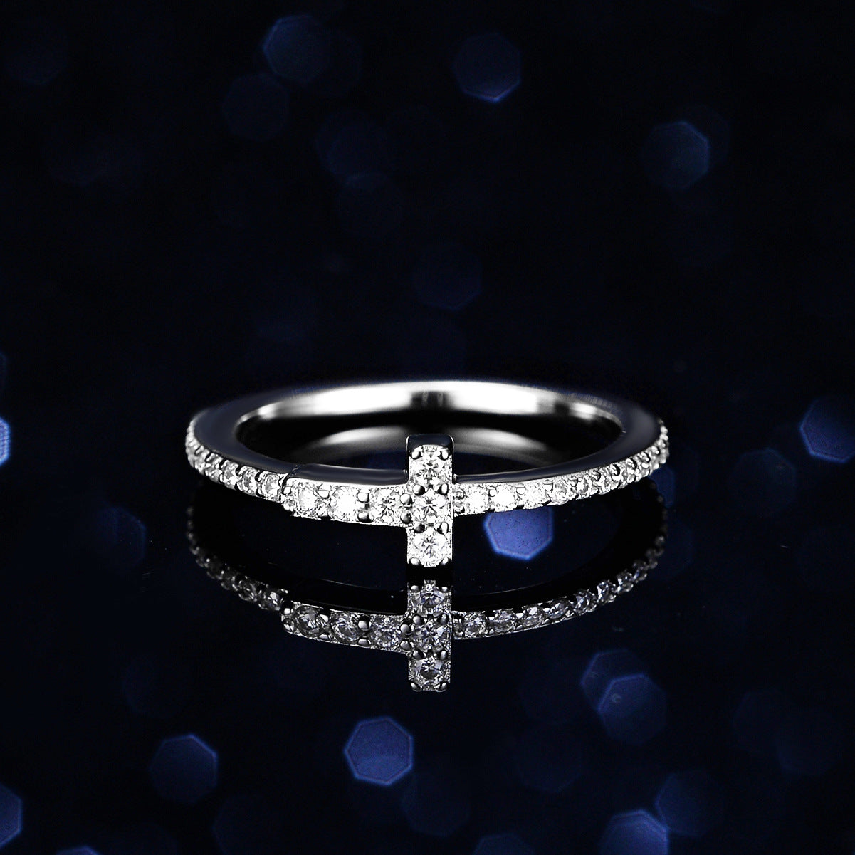 "Cross" Moissanite Ring Band