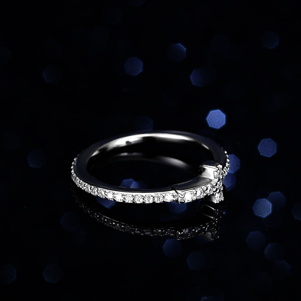 "Cross" Moissanite Ring Band