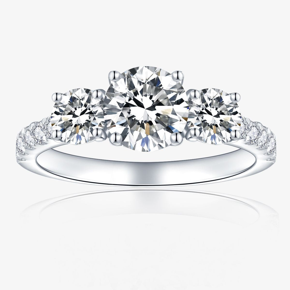 "Trinity" 2ct Round Cut Moissanite Ring S925