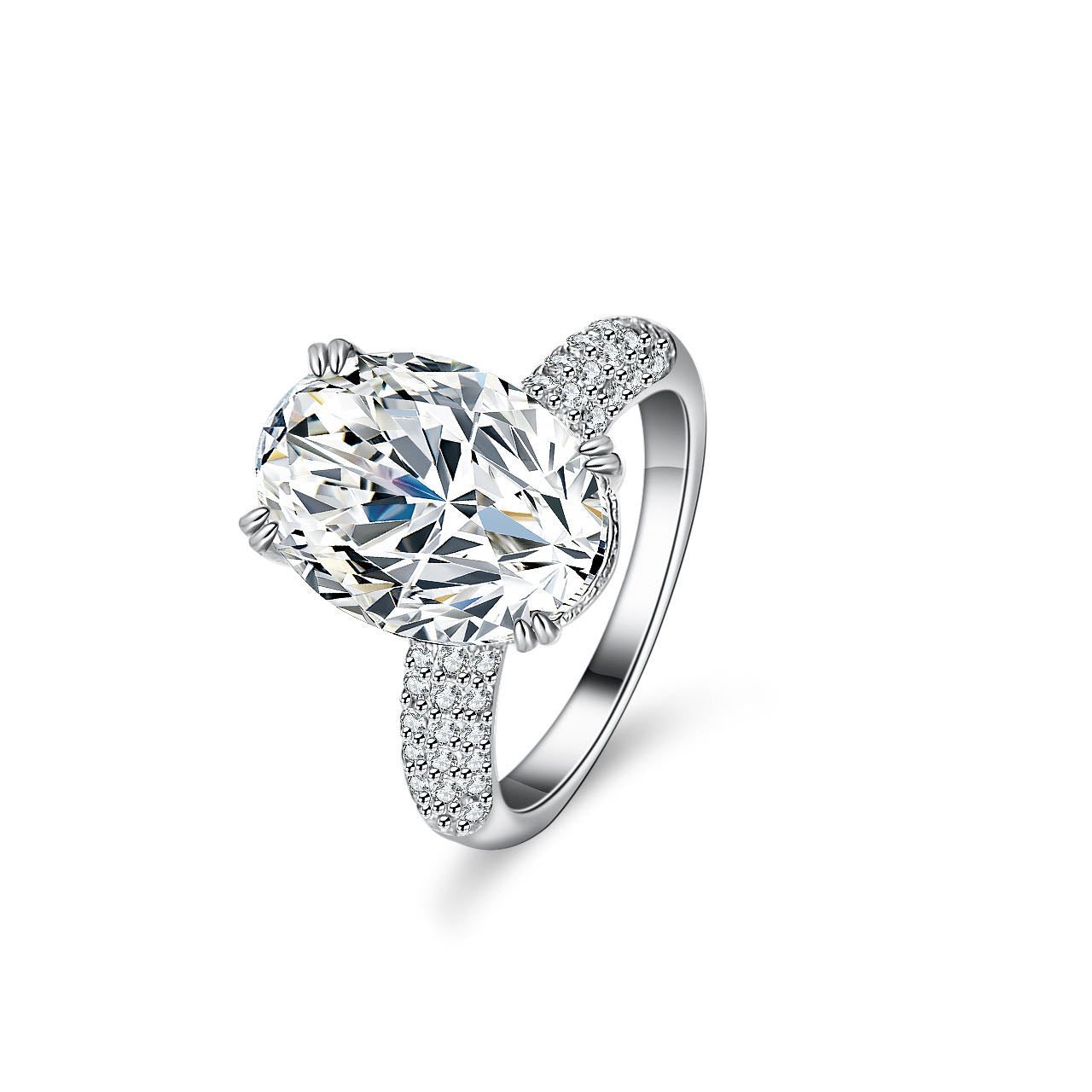 "Paige" 8ct Elongate Oval Full Moissanite Ring S925