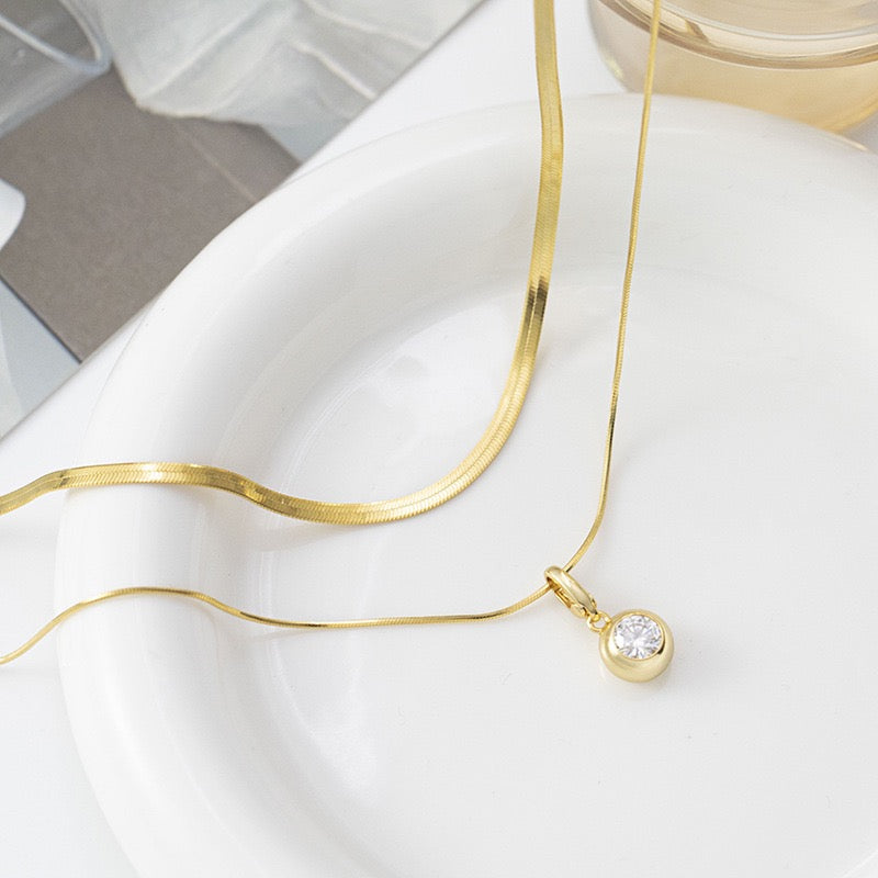 "Saskia" 1ct Bezel Setting Chain Moissanite Necklace