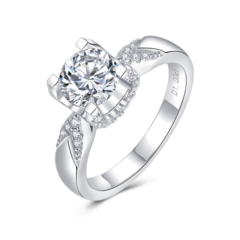 "Torin" 1/2ct Moissanit U-Pavé-Ring S925
