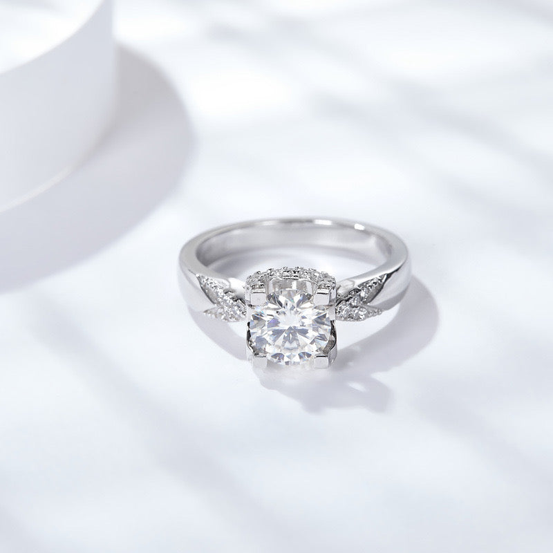 "Torin" 1/2ct Moissanit U-Pavé-Ring S925