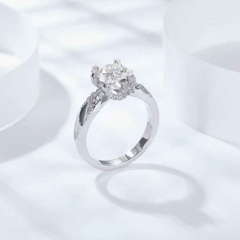 "Torin" 1/2ct Moissanit U-Pavé-Ring S925
