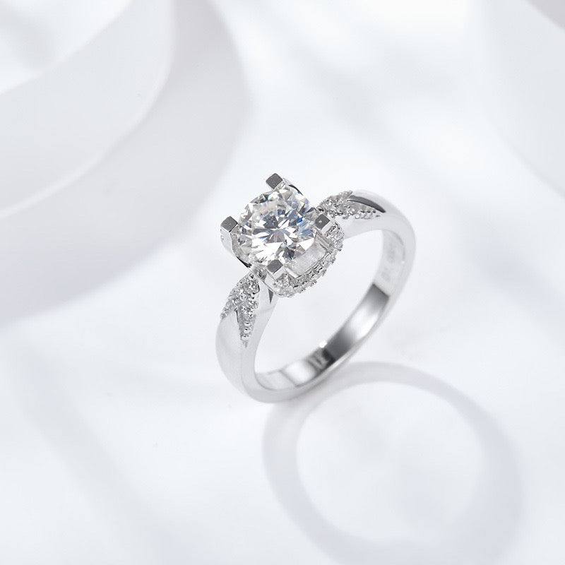 "Torin" 1/2ct Moissanit U-Pavé-Ring S925