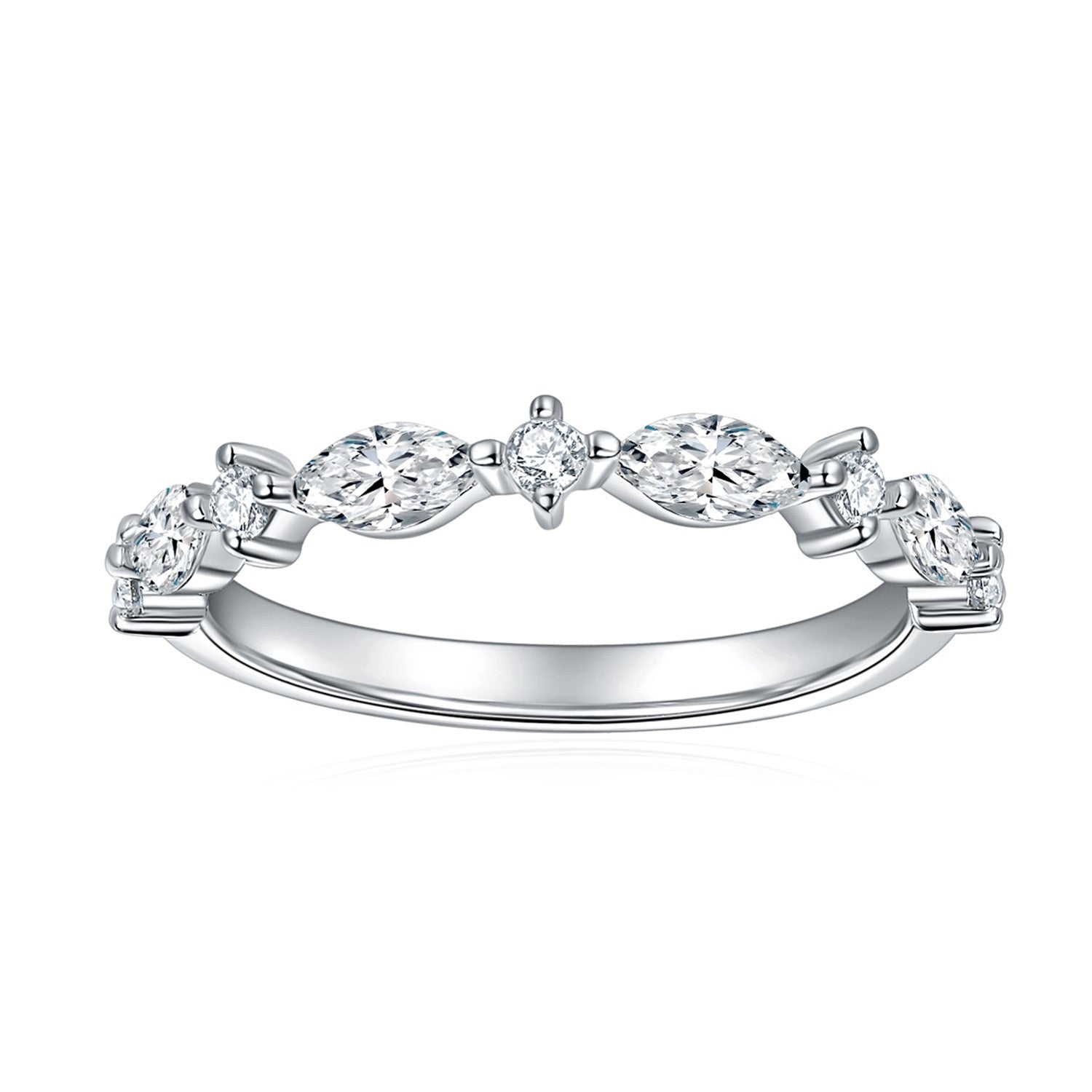 "Hattie" Mix Round-Marquise Full Moissanite Band S925
