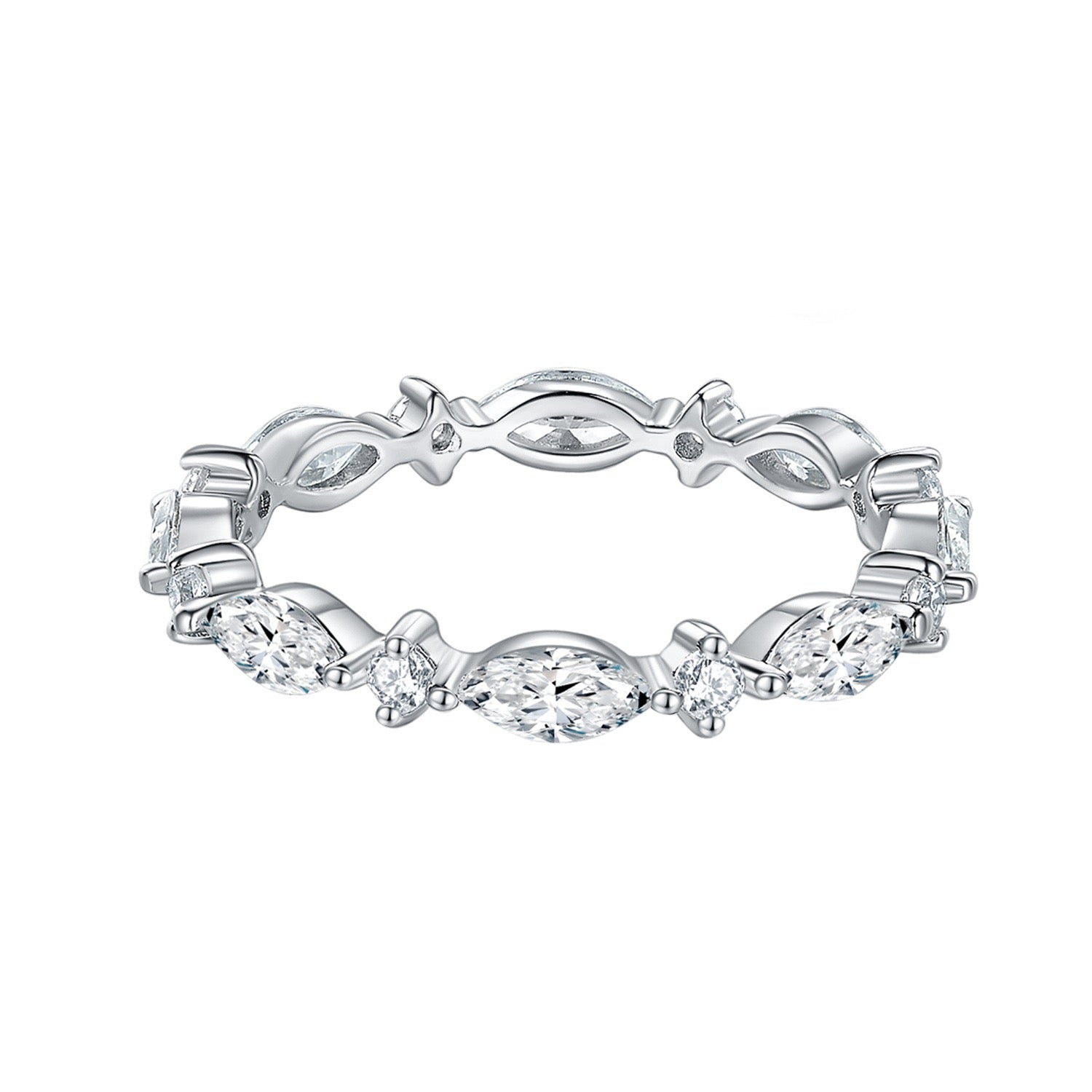 "Hattie" Mix Round-Marquise Full Moissanite Band S925