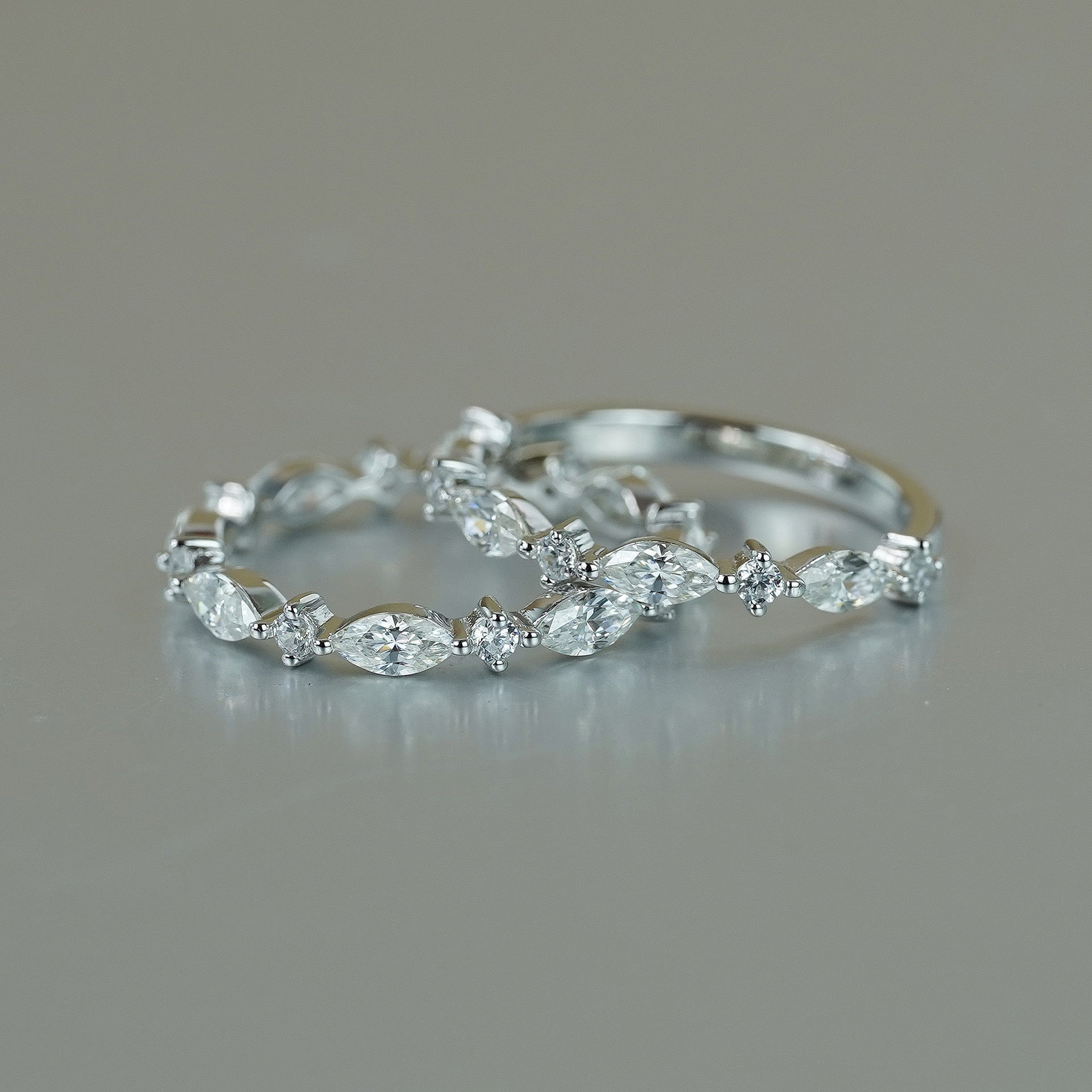 "Hattie" Mix Round-Marquise Full Moissanite Band S925