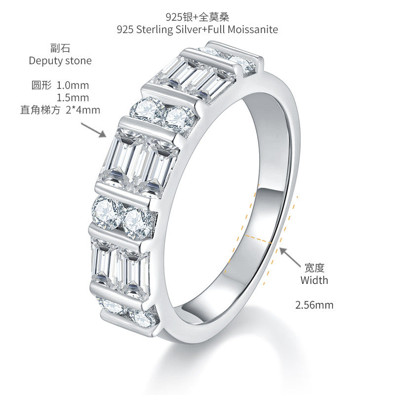 "Cece" Emerald Cut Moissanite Band