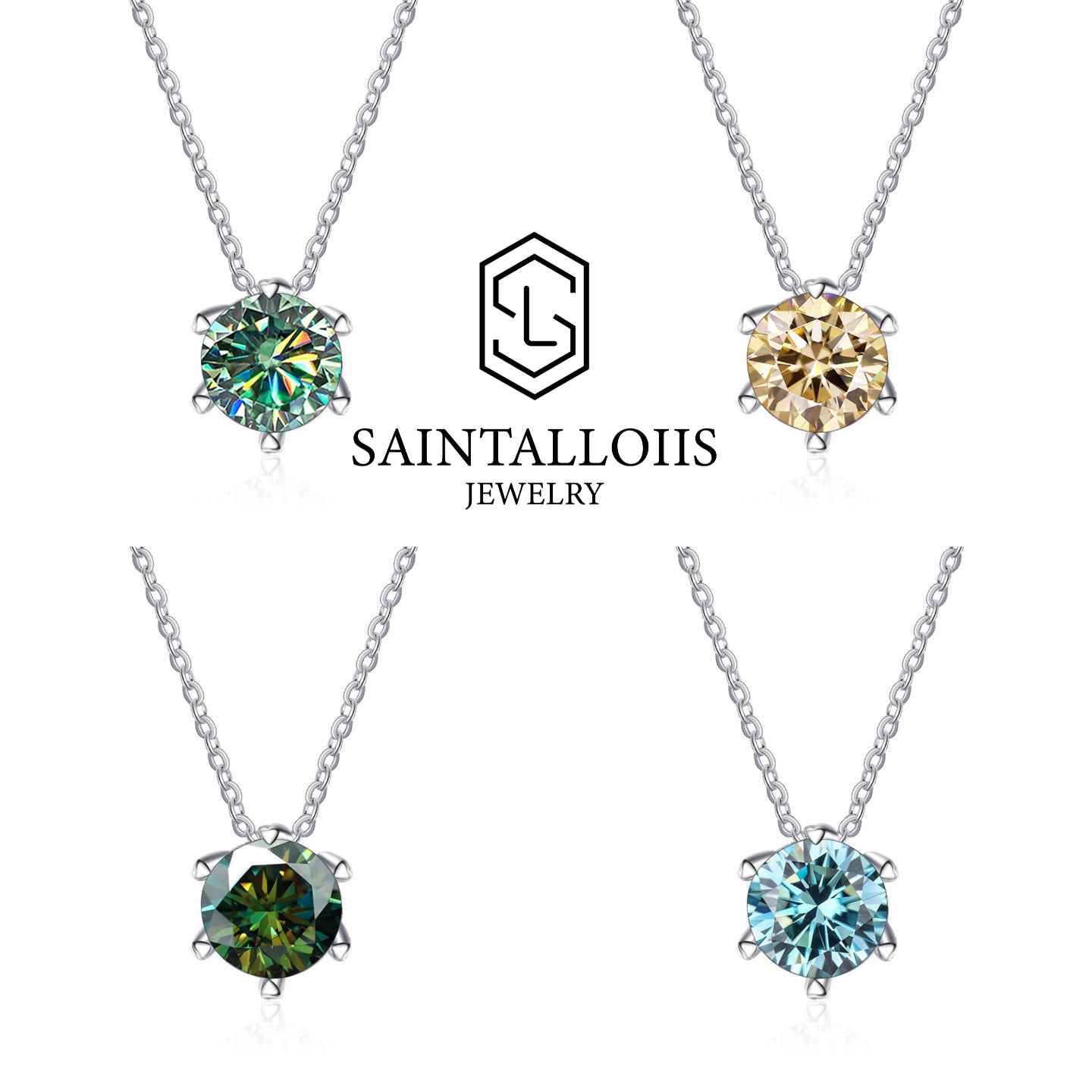 Flash sale 1ct Colorful Moissanite Earrings Necklace Bracelets S925