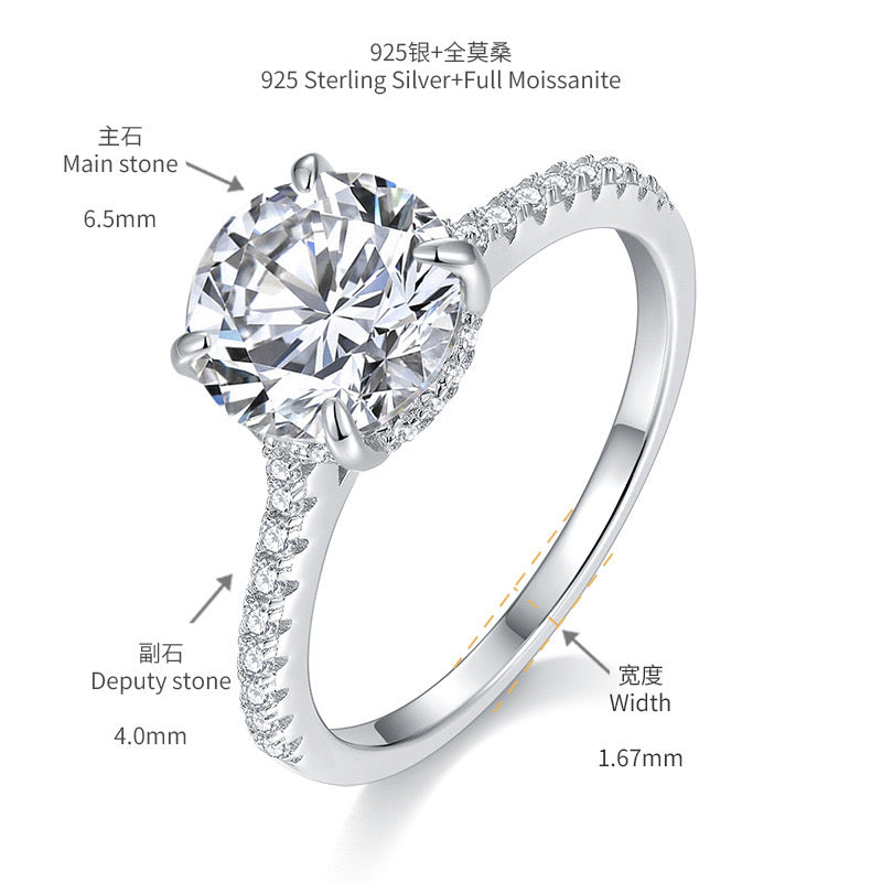 "Lola" 1/2/3/4ct Round Cut Moissanite Ring S925