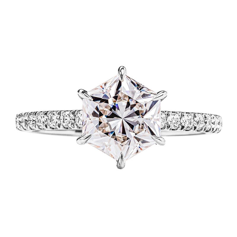 "Hexagon" 2ct Hexagon Cut Moissanite Ring S925