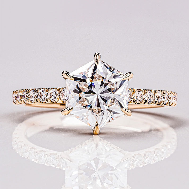 "Hexagon" 2ct Hexagon Cut Moissanite Ring S925
