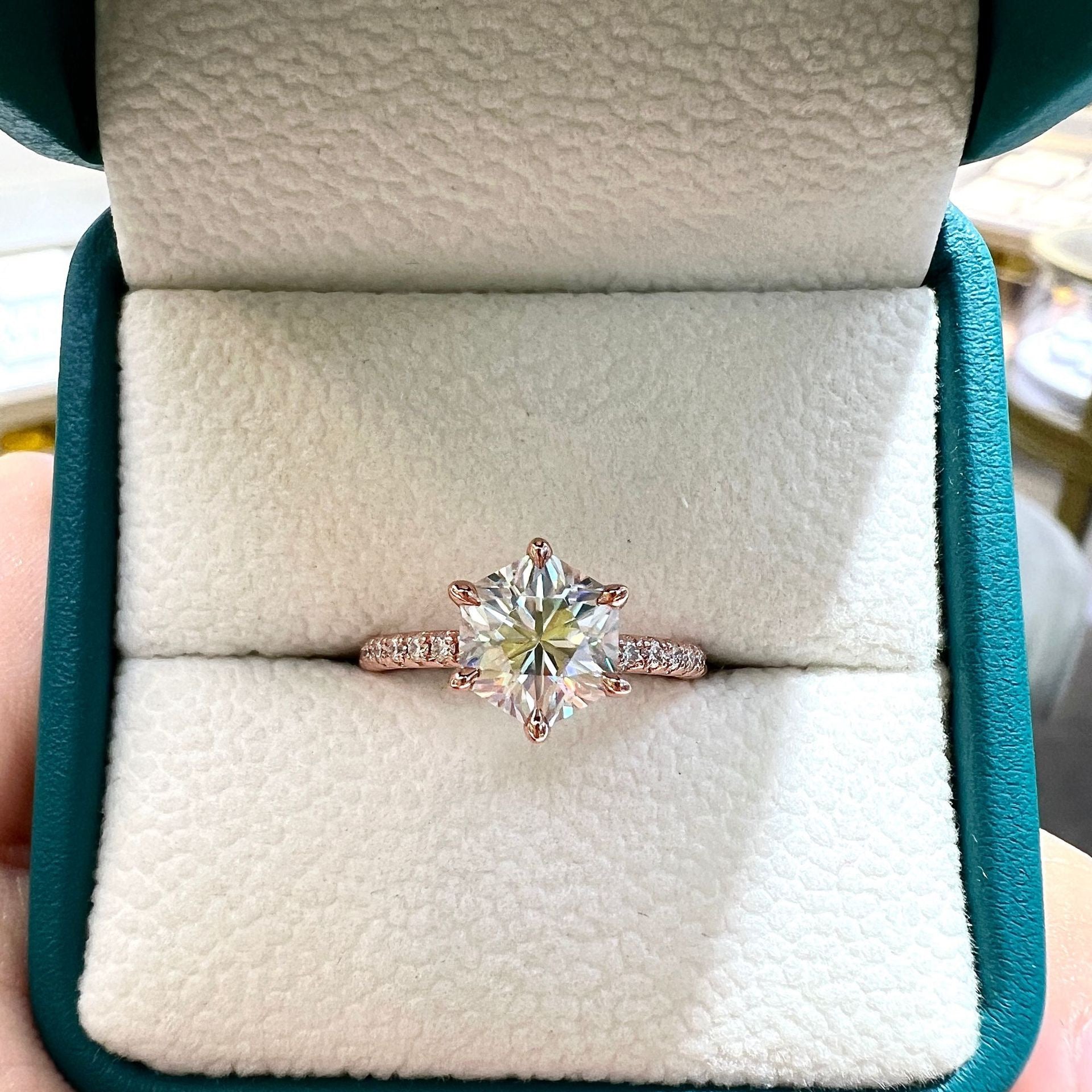 "Hexagon" 2ct Hexagon Cut Moissanite Ring S925