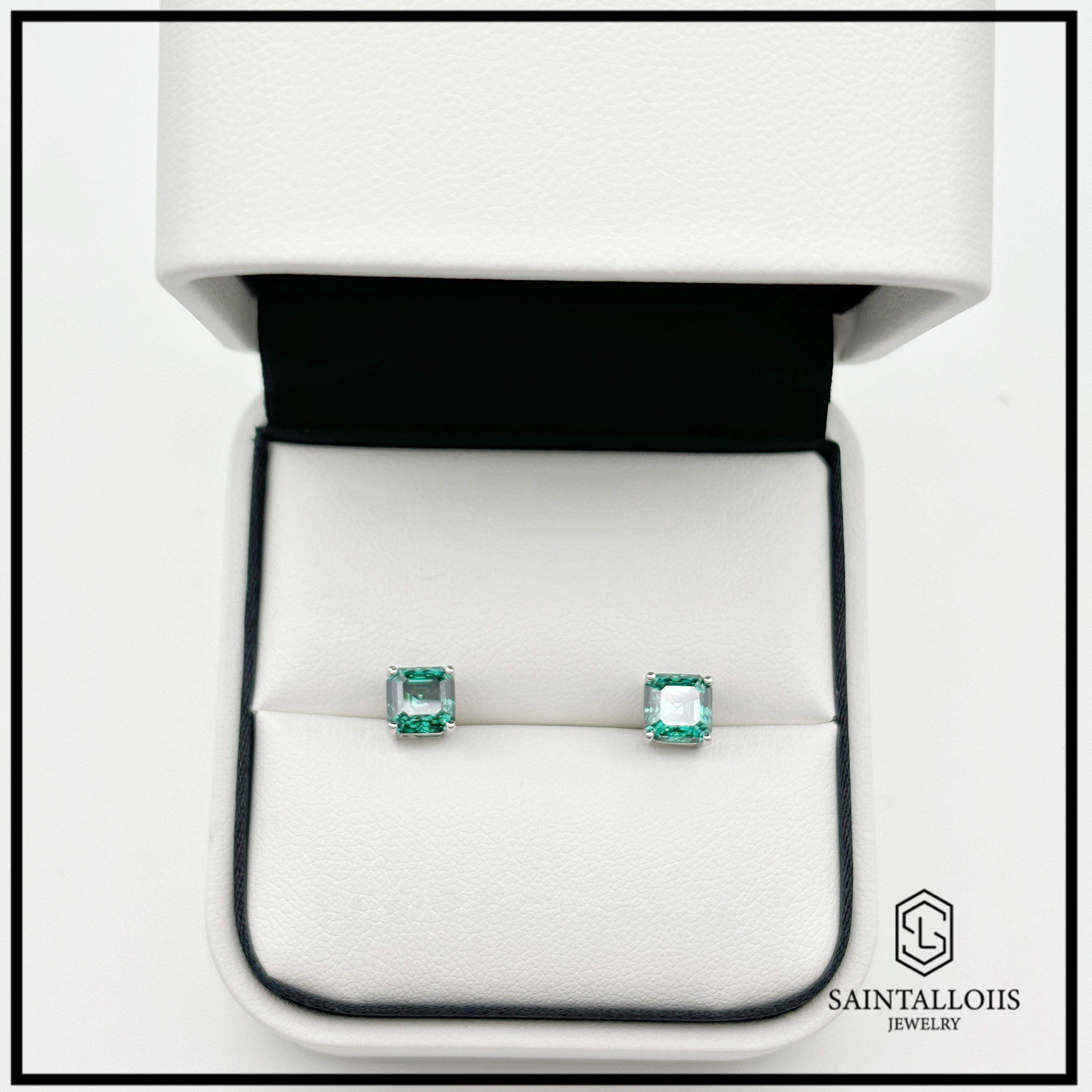 "Sugar" 1ct Asscher Cut Moissanite Stud Earrings(Multiple Colors)