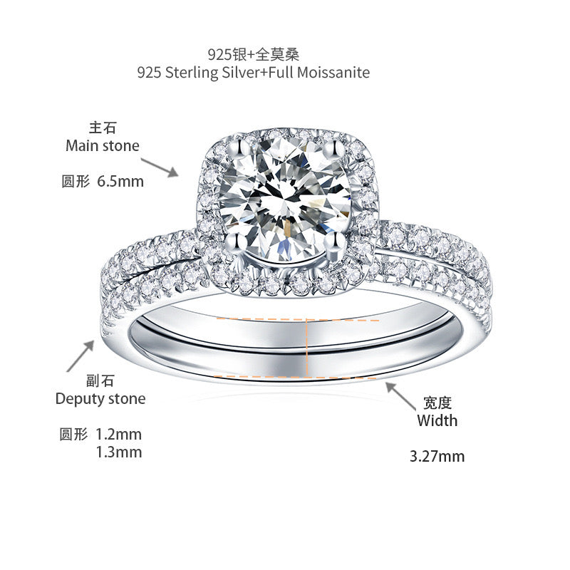 "Queen" 1ct Round Cut Moissanite Ring S925