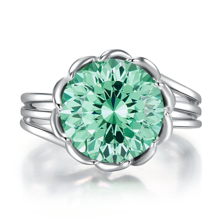 "Cassie" 3ct Round Firework Cut Moissanite Ring