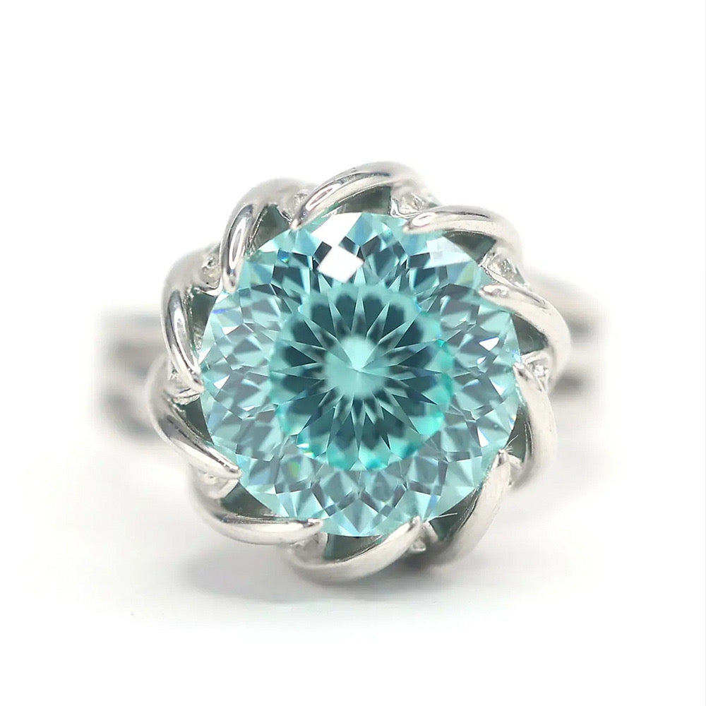 "Cassie" 3ct Round Firework Cut Moissanite Ring