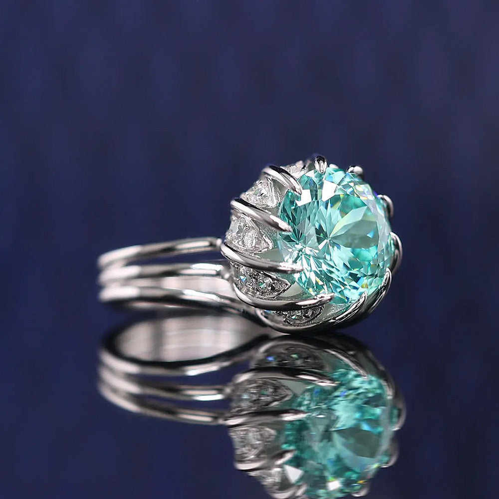 "Cassie" 3ct Round Firework Cut Moissanite Ring