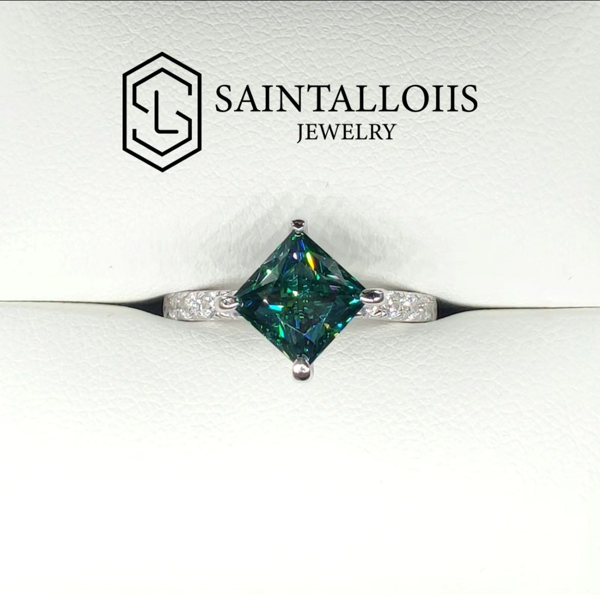 "Kite" 2ct Tilted Princess Cut Color Moissanite S925