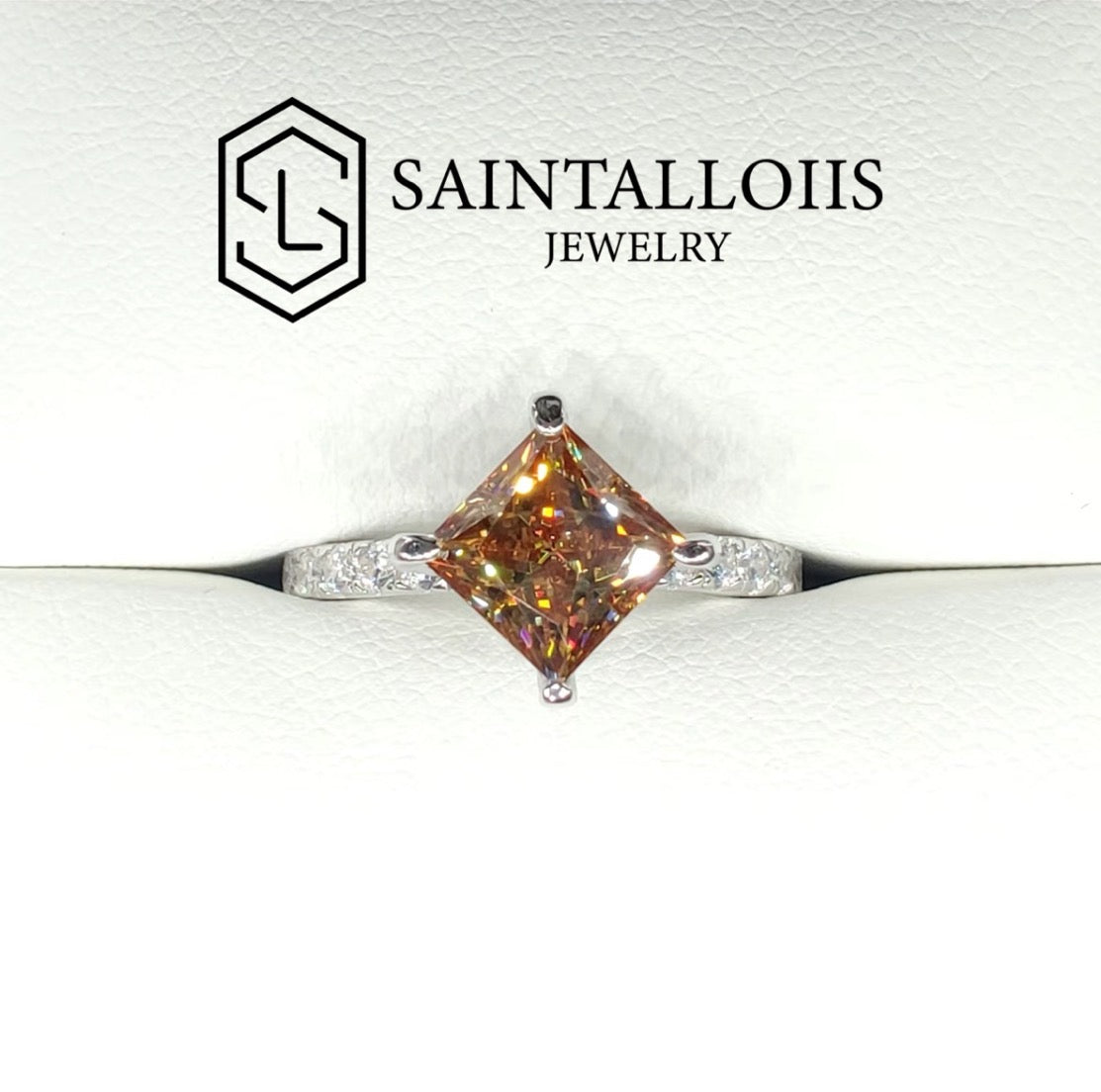 "Kite" 2ct Tilted Princess Cut Color Moissanite S925