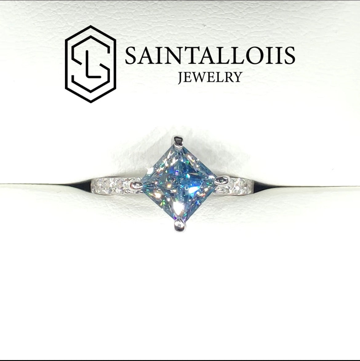 "Kite" 2ct Tilted Princess Cut Color Moissanite S925