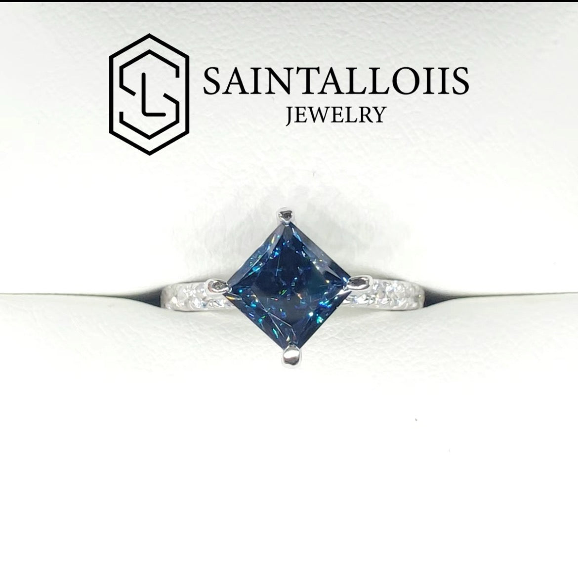 "Kite" 2ct Tilted Princess Cut Color Moissanite S925