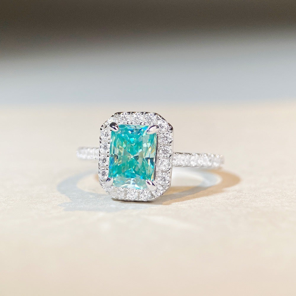 „Malediven“ 2ct Radiant Cut Moissanit Ring S925