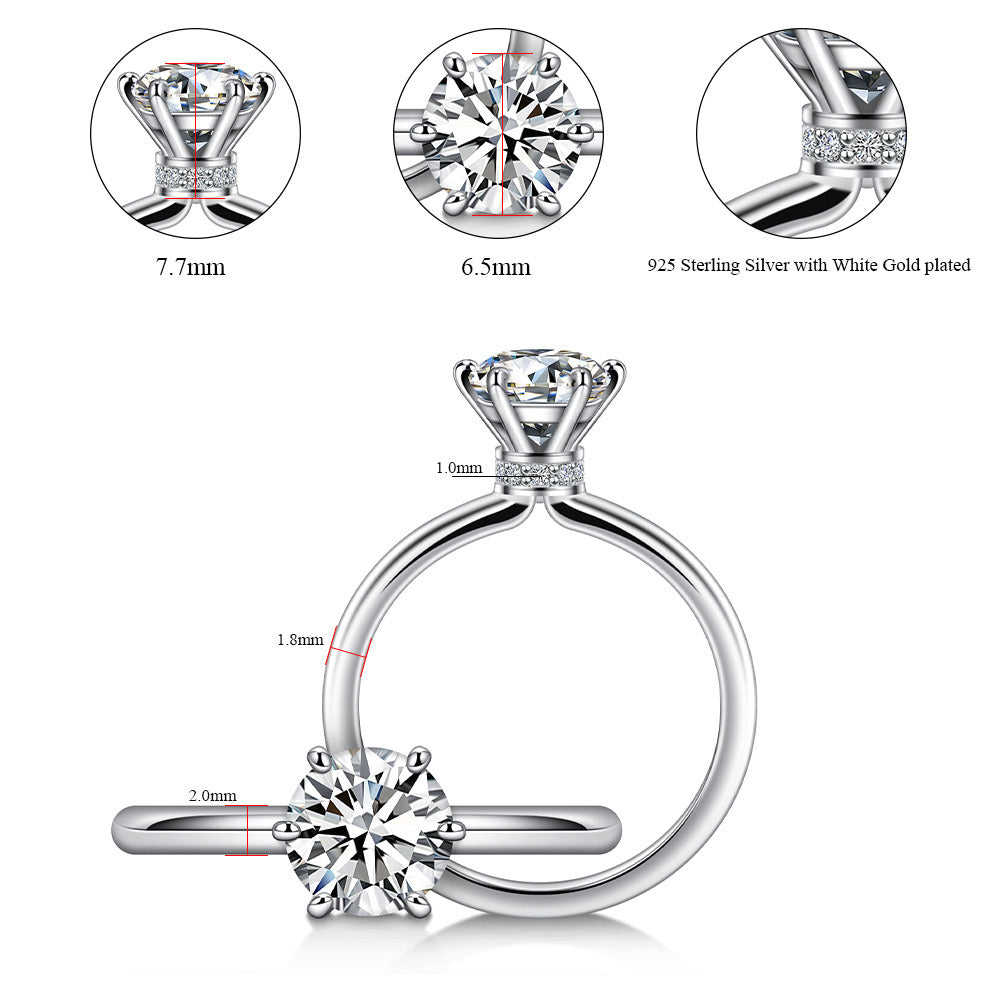 "Poly" 1ct runder Moissanitring S925