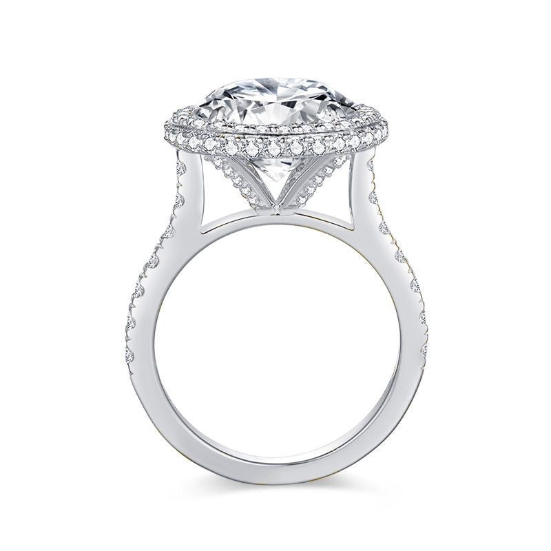 "Elena" 5ct Round Halo Moissanite Ring S925
