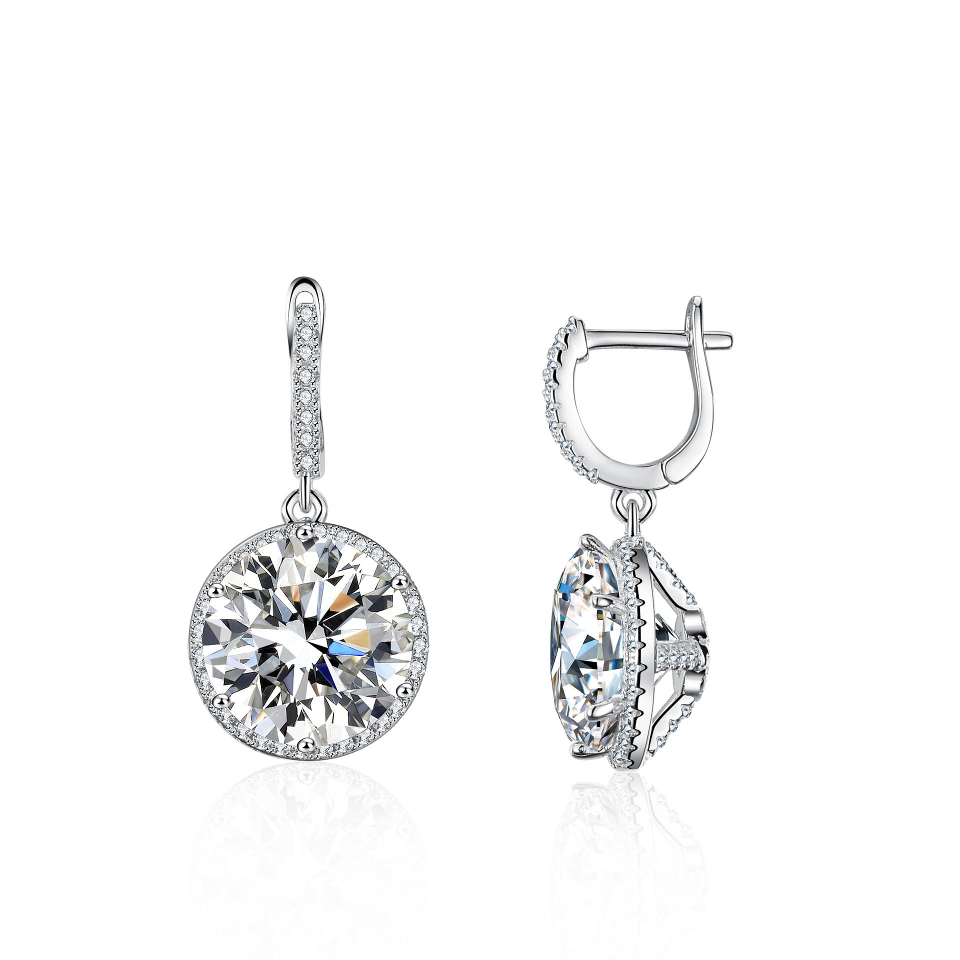 "Tessa" 5ct Rould Halo Moissanite Earrings S925