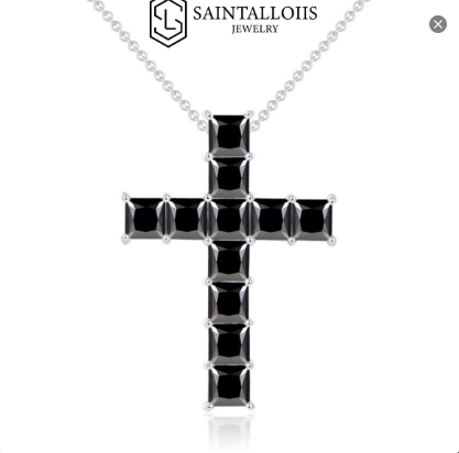 "Schwarzes Kreuz" Moissanit Halskette