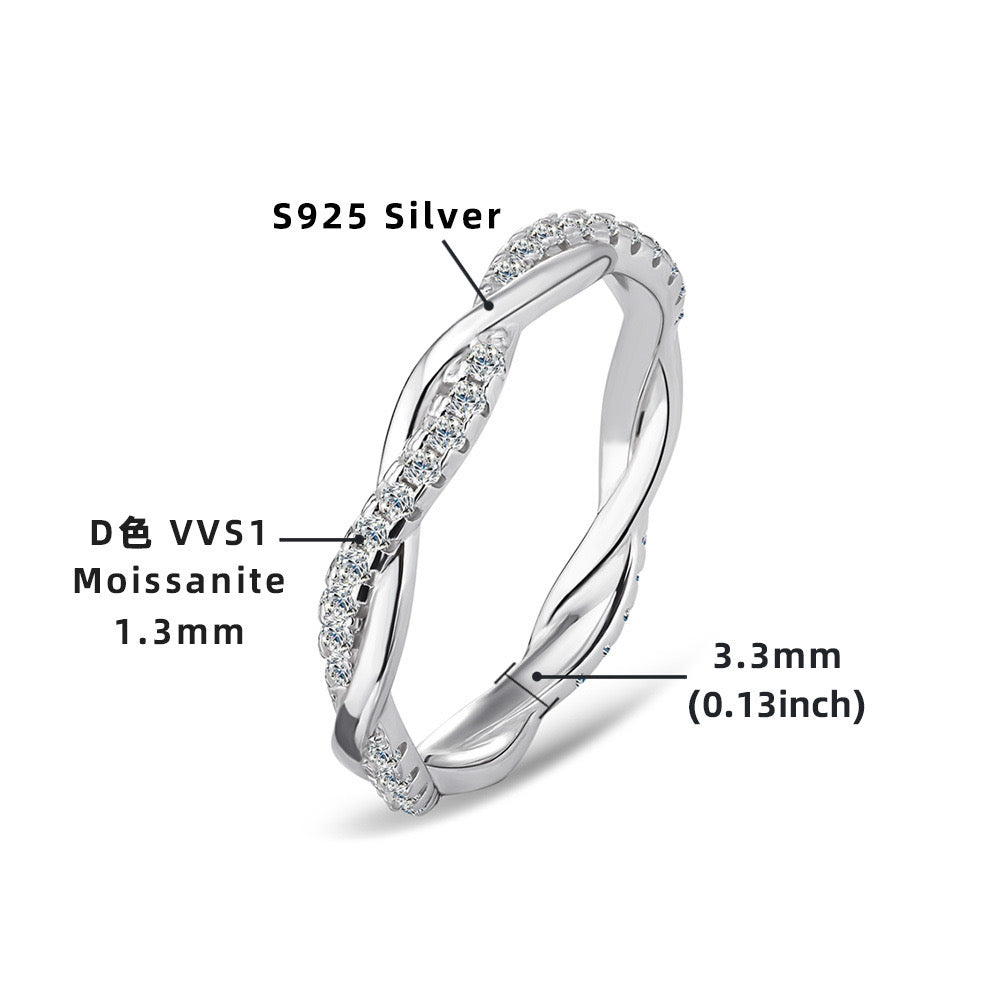 Zierlicher Twisted Vine Moissanit Ring S925