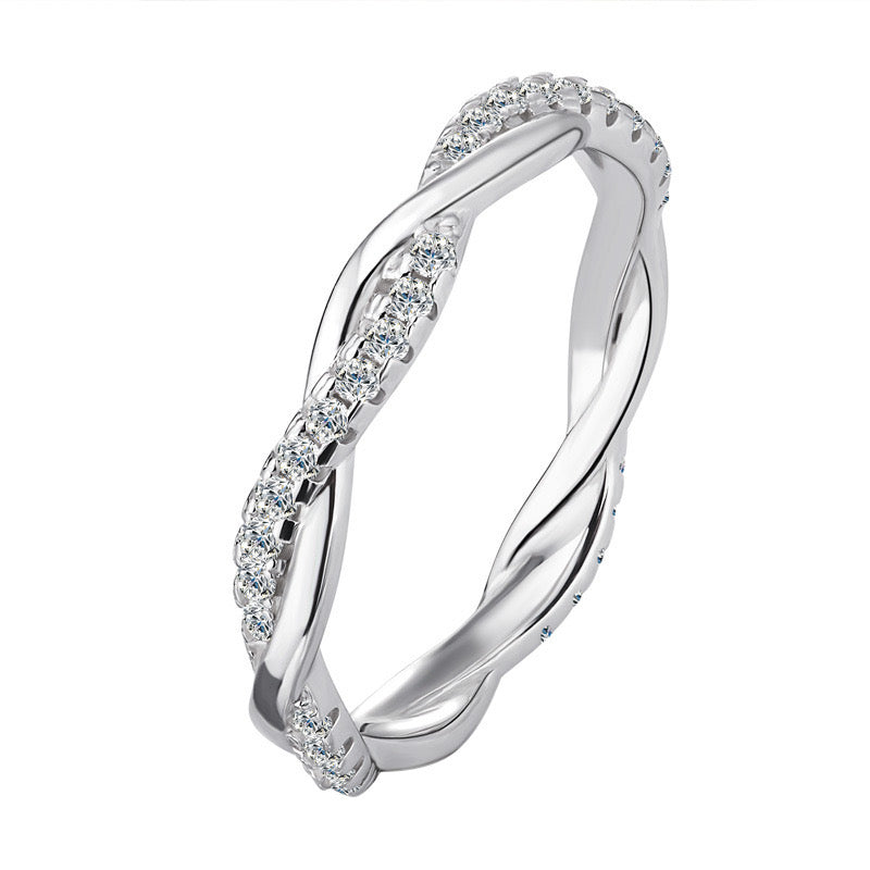 Zierlicher Twisted Vine Moissanit Ring S925