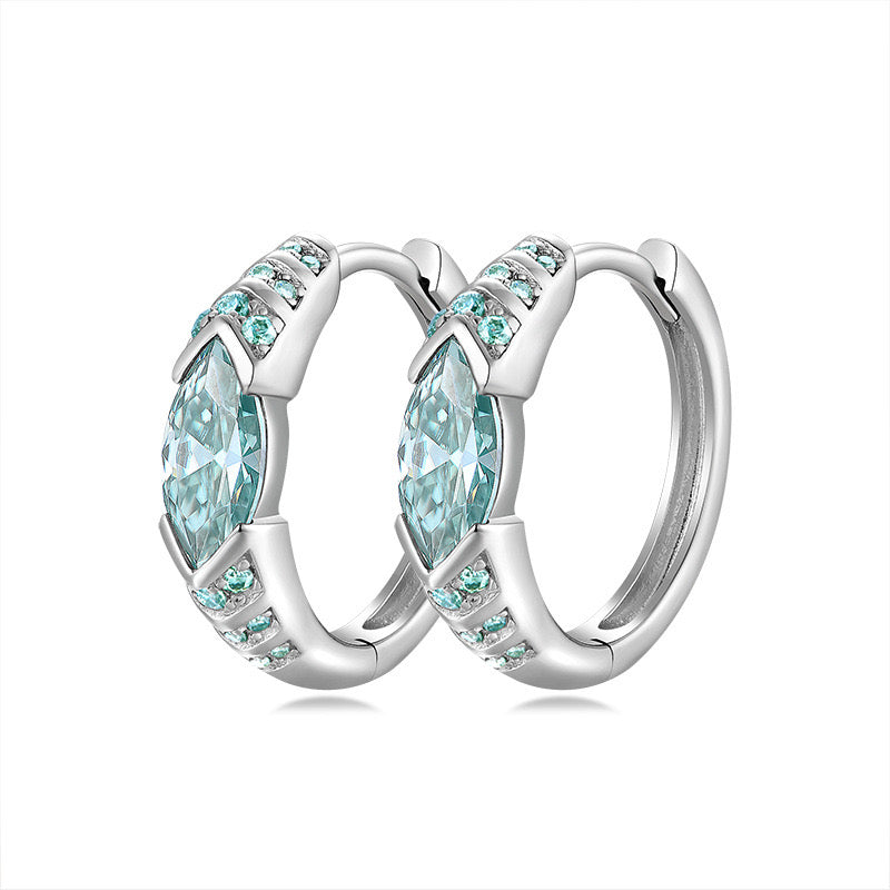 "Noah" 4*8mm Paraiba Marquise Moissanite Earrings S925