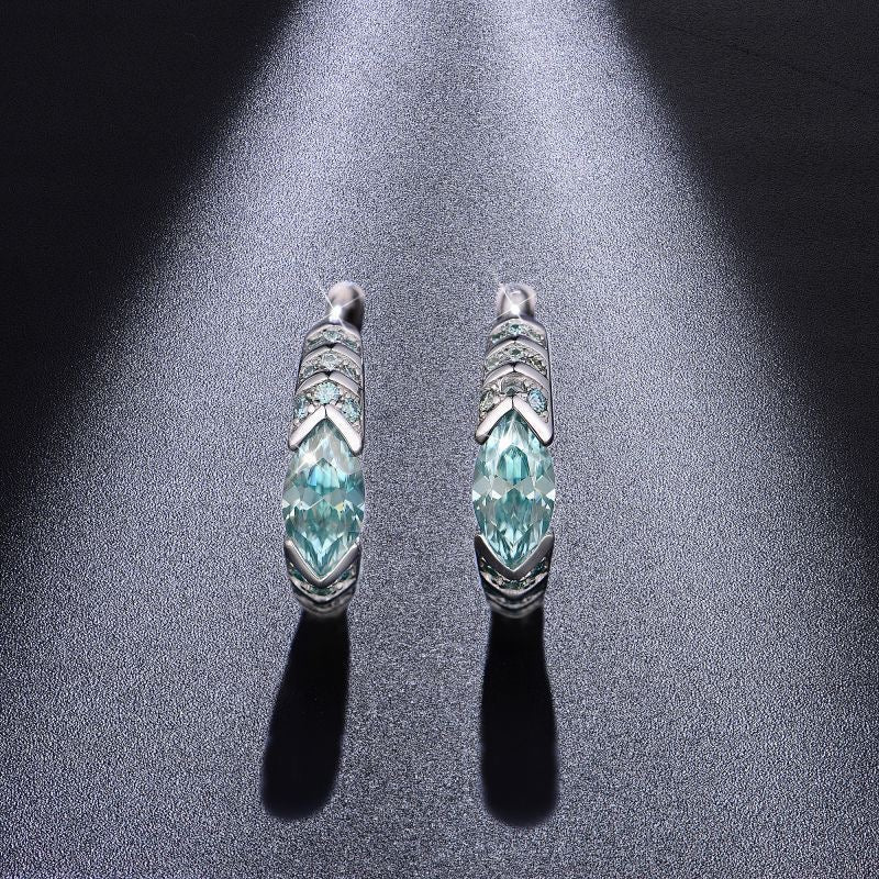 "Noah" 4*8mm Paraiba Marquise Moissanite Earrings S925