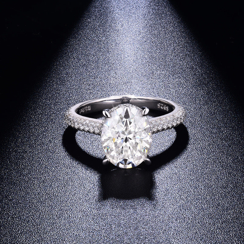 "Stella" 3ct ovaler Moissanit Ehering S925