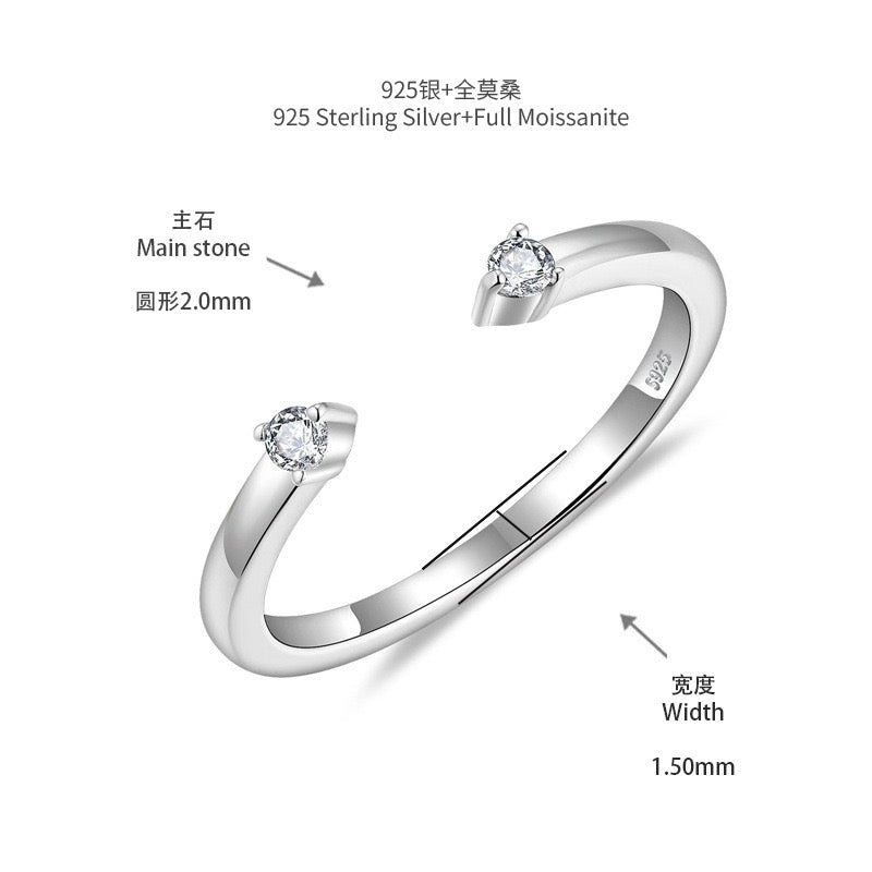 "Wen" Moissanite Offener Ehering S925