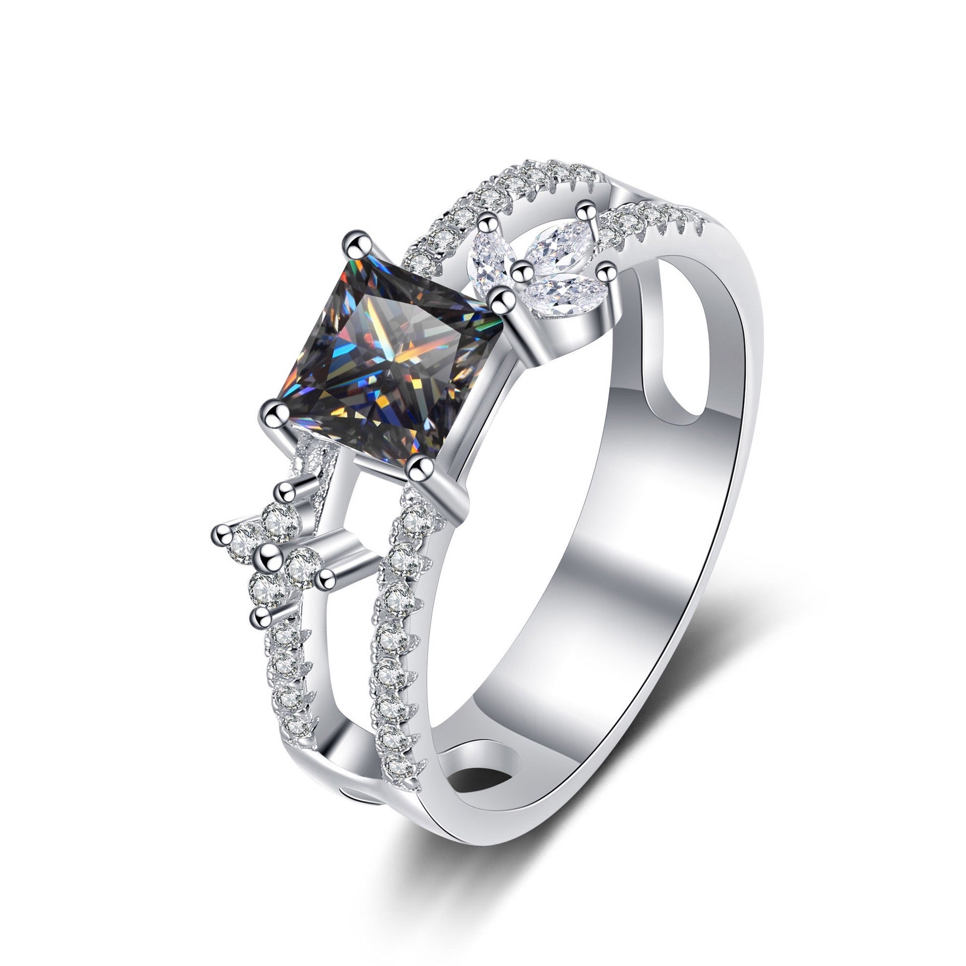 "Bree" 1ct Colorful Princess Cut Moissanite Ring S925